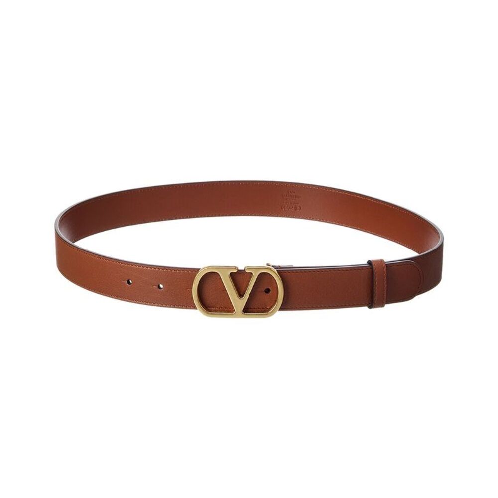 Valentino Vlogo Signature Mini Leather Belt, Brown